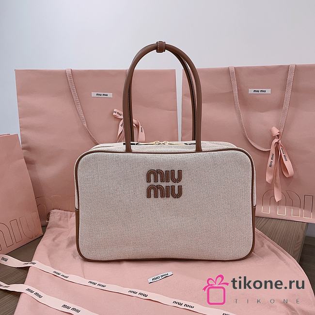 Miumiu Canvas Beau Bag Beige - 34x23x10cm - 1