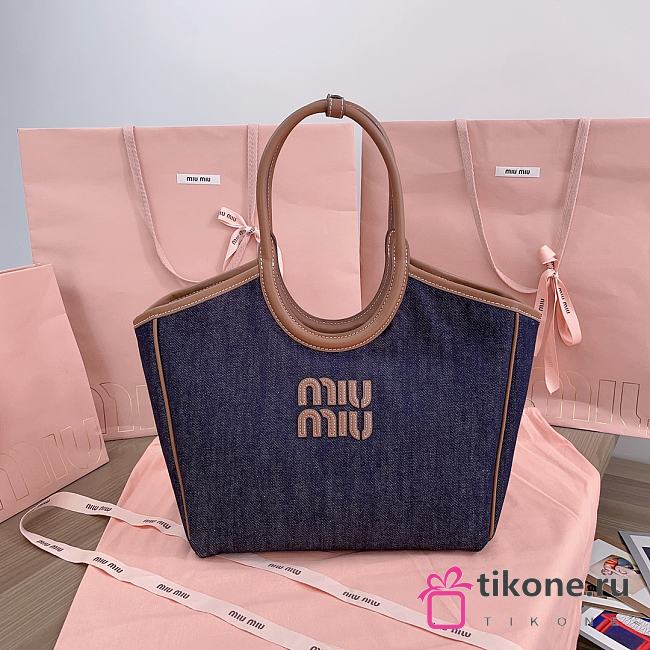 Miumiu Ivy Denim Bag Blue - 28x26x12.5cm - 1