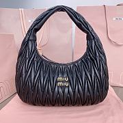 Miumiu Wander Matelassé Nappa Leather Hobo Bag Black - 29x24x9.5cm - 1