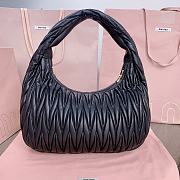 Miumiu Wander Matelassé Nappa Leather Hobo Bag Black - 29x24x9.5cm - 5