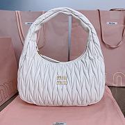 Miumiu Wander Matelassé Nappa Leather Hobo Bag White - 29x24x9.5cm - 1