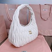 Miumiu Wander Matelassé Nappa Leather Hobo Bag White - 29x24x9.5cm - 6