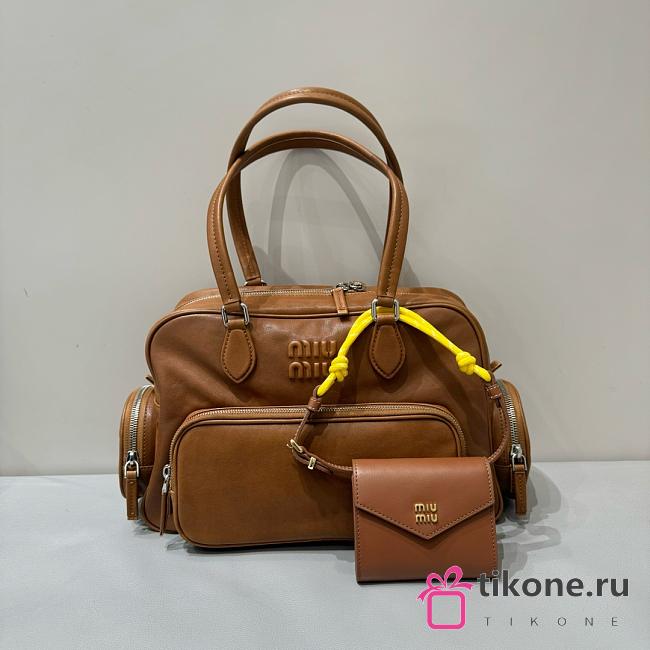 Miumiu Nappa Leather Top-Handle Bag Brown - 32x22x14cm - 1