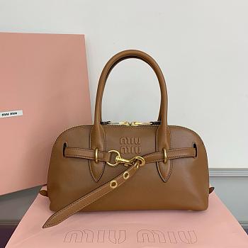 Miumiu Aventure Nappa Leather Top-Handle Bag Brown - 31x27x11cm