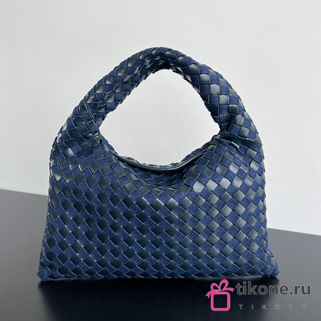 Bottega Veneta Small Hop Intrecciato Leather and Denim - 41x20.5x7.5cm - 1