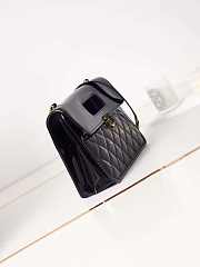  CC Mini Flap Bag with Handle Patent Calfskin Gold Metal Black - 2