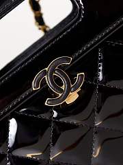  CC Mini Flap Bag with Handle Patent Calfskin Gold Metal Black - 5