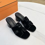 Hermes Helia 60 Sandals Black Suede - 1