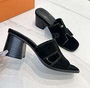 Hermes Helia 60 Sandals Black Suede - 5