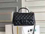 Chanel Mini Flap Top Handle Black Lambskin Black Hardware - 12x20x6.5cm - 1