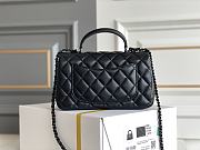 Chanel Mini Flap Top Handle Black Lambskin Black Hardware - 12x20x6.5cm - 6