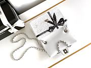 CC 24B Sequins Ribbon Flap Bag White - 20x13x6cm - 6