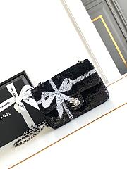 CC 24B Sequins Ribbon Flap Bag Black - 20x13x6cm - 1