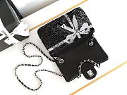 CC 24B Sequins Ribbon Flap Bag Black - 20x13x6cm - 2