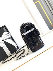 CC 24B Sequins Ribbon Flap Bag Black - 20x13x6cm - 6