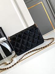 Wallet With Strap Glossy Calfskin & Gold Plated Metal Black - 12.3×19.2×3.5cm - 4