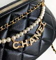 CC Waist Bag Shiny Lambskin Imitation Pearls & Gold Metallic Black - 17×24×11cm  - 6