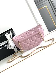 CC Waist Bag Shiny Lambskin Imitation Pearls & Gold Metallic Pink- 17×24×11cm - 4