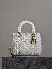 Medium Lady Dior Bag White Graphic Cannage Calfskin - 24×20×11cm - 1