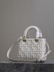 Medium Lady Dior Bag White Graphic Cannage Calfskin - 24×20×11cm - 2