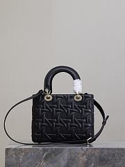 Medium Lady Dior Bag Black Graphic Cannage Calfskin - 24×20×11cm - 5