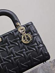 Medium Lady Dior Bag Black Graphic Cannage Calfskin - 24×20×11cm - 4