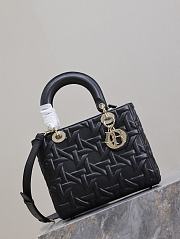 Medium Lady Dior Bag Black Graphic Cannage Calfskin - 24×20×11cm - 2