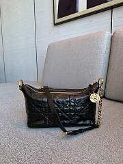 Diorstar Hobo Bag with Chain Black Macrocannage Crinkled Calfskin - 22x14.5x10 cm - 1