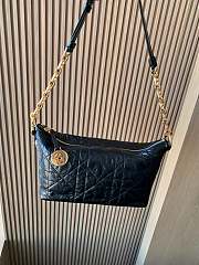 Diorstar Hobo Bag with Chain Black Macrocannage Crinkled Calfskin - 22x14.5x10 cm - 6