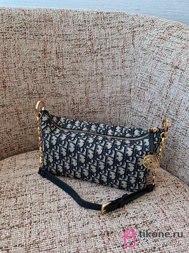 Diorstar Hobo Bag with Chain Blue Dior Oblique Jacquard - 22x14.5x10 cm - 1