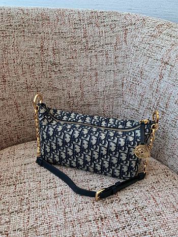 Diorstar Hobo Bag with Chain Blue Dior Oblique Jacquard - 22x14.5x10 cm