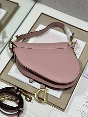 Dior Saddle Bag with Strap Pink Grained Calfskin - 25.5x20x6.5cm - 4