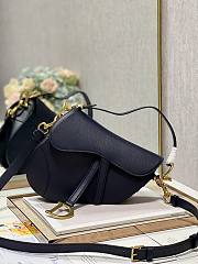 Dior Saddle Bag with Strap Navy Blue Grained Calfskin - 25.5x20x6.5cm - 1