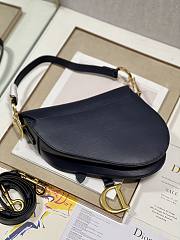 Dior Saddle Bag with Strap Navy Blue Grained Calfskin - 25.5x20x6.5cm - 6