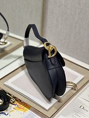 Dior Saddle Bag with Strap Navy Blue Grained Calfskin - 25.5x20x6.5cm - 5