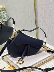 Dior Saddle Bag with Strap Navy Blue Grained Calfskin - 25.5x20x6.5cm - 4