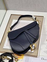 Dior Saddle Bag with Strap Navy Blue Grained Calfskin - 25.5x20x6.5cm - 3