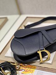 Dior Saddle Bag with Strap Navy Blue Grained Calfskin - 25.5x20x6.5cm - 2