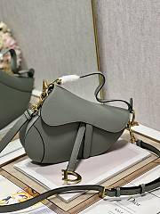 Dior Saddle Bag with Strap Gray Grained Calfskin - 25.5x20x6.5cm - 2