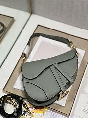 Dior Saddle Bag with Strap Gray Grained Calfskin - 25.5x20x6.5cm - 4