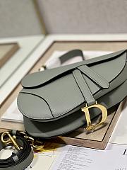 Dior Saddle Bag with Strap Gray Grained Calfskin - 25.5x20x6.5cm - 5