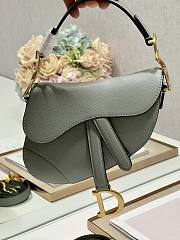 Dior Saddle Bag with Strap Gray Grained Calfskin - 25.5x20x6.5cm - 6