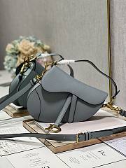 Dior Saddle Bag with Strap Blue Grained Calfskin - 25.5x20x6.5cm - 1