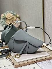 Dior Saddle Bag with Strap Blue Grained Calfskin - 25.5x20x6.5cm - 6