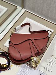 Dior Saddle Bag with Strap Coral Red Grained Calfskin - 25.5x20x6.5cm - 5