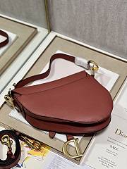 Dior Saddle Bag with Strap Coral Red Grained Calfskin - 25.5x20x6.5cm - 2