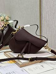 Dior Saddle Bag with Strap Burgundy Grained Calfskin - 25.5x20x6.5cm - 1