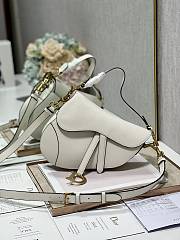 Dior Saddle Bag with Strap White Grained Calfskin - 25.5x20x6.5cm - 1