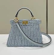 Fendi Peekaboo ISeeU Petite Light Blue Leather and Interlaced Fibre Bag - 20x11x15.5cm - 1