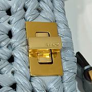 Fendi Peekaboo ISeeU Petite Light Blue Leather and Interlaced Fibre Bag - 20x11x15.5cm - 5